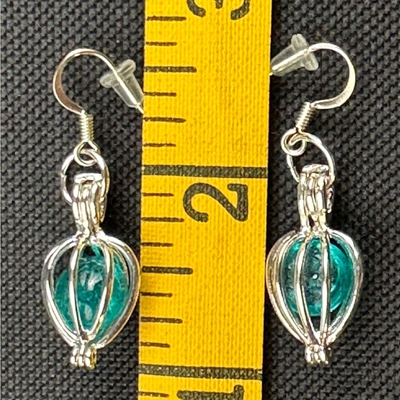 Bottled Up Designs- Ice Blue Earrings-  From Recycled Antique Glass Mason Jars - Picture 7 of 9